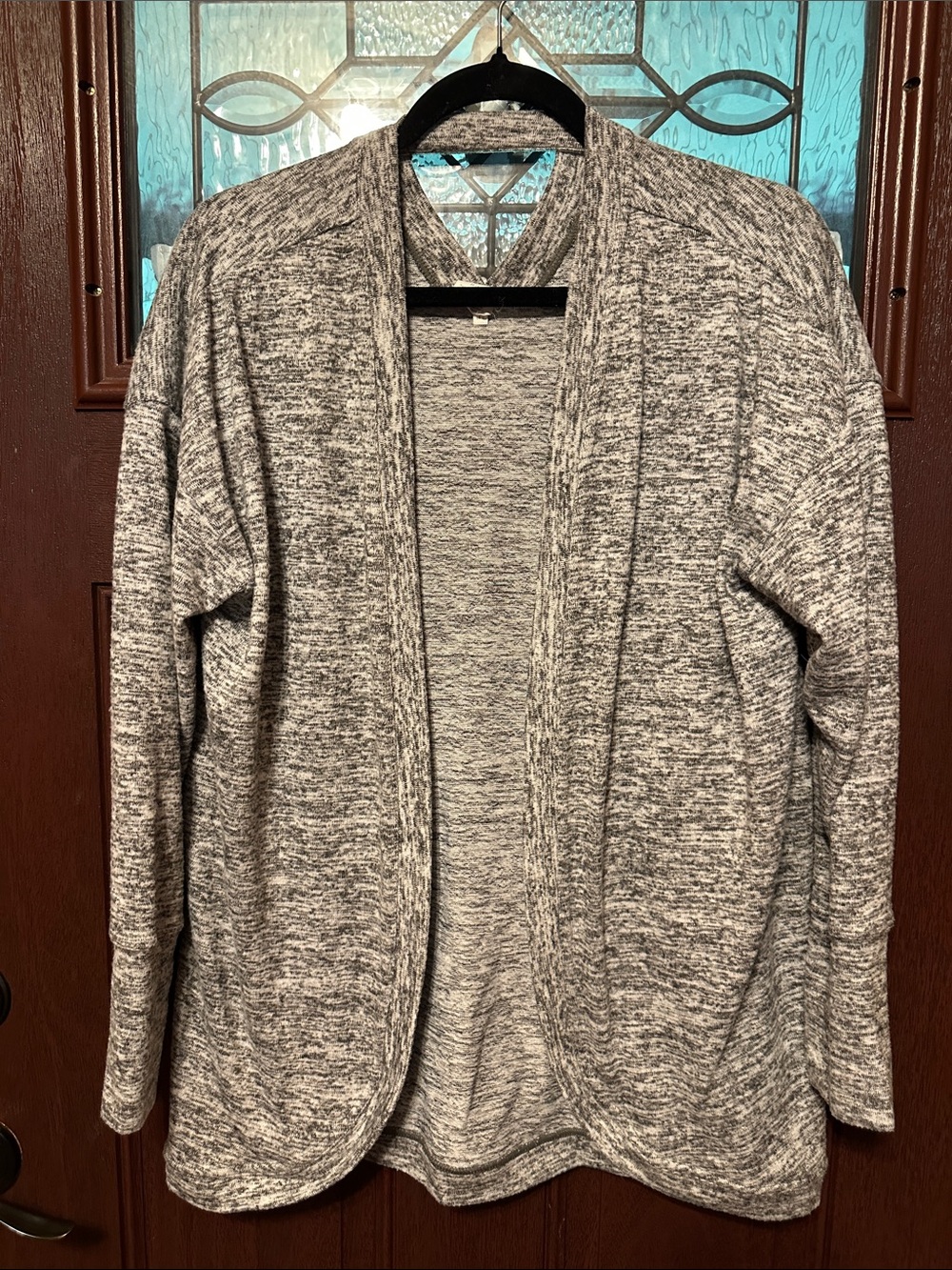 Danskin Now Heathered Gray Open-Front Cardigan